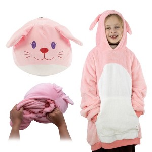 Plushible Mochi the Bunny Kids Snugible Blanket Hoodie & Pillow - 1 of 4