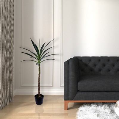 44" Green Faux Yucca Tree in Black Planter Pot