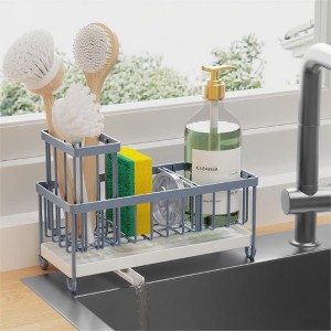 304 Stainless Steel Rustproof Silver Sink Caddy: Brush/Sponge & Soap Dispenser Holder - 1 of 4