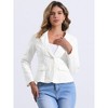 INSPIRE CHIC Women's Lapel Collar Long Sleeve One Button Work Denim Blazer - 2 of 4