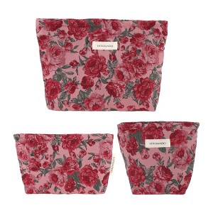 Unique Bargains Vintage Floral Makeup Bag Set 3 Pcs - 1 of 4
