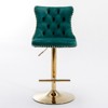 VYNXARIA Golden Swivel Velvet Barstools Adjusatble Seat Height from 25-33 Inch, Modern Upholstered Bar Stools,Green,Set of 2 - 3 of 4