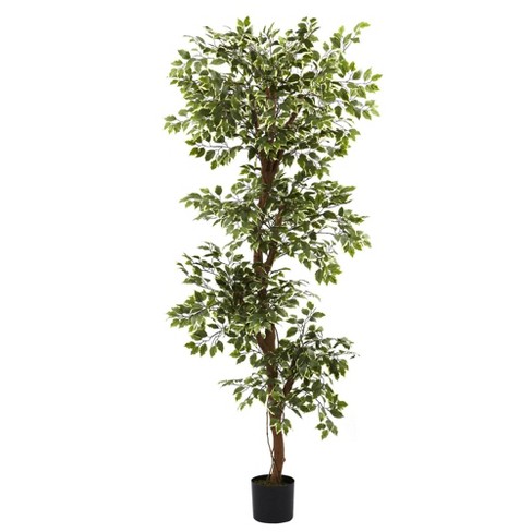 8' Ficus Artificial Tree with Handmade Natural Jute and Cotton Planter