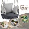 ELJGET Outdoor Metal Porch Swing Single Person Hanging Seat with Nylon Rope, Beige Cushions - 2 of 4