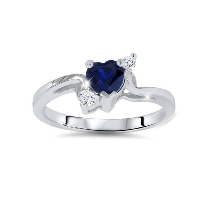 Pompeii3 1/3ct Blue Heart Sapphire Diamond Ring 14K White Gold, 1 of 5