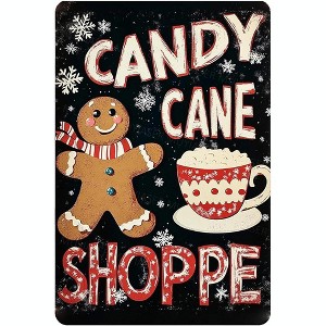 Lomsoe Christmas Metal Tin Sign Candy Cane Christmas Vintage Sign Retro Tin Sign Aluminum Sign For Bedroom Kitchen Garden Coffee Home Decor 8x12 Inch - 1 of 1