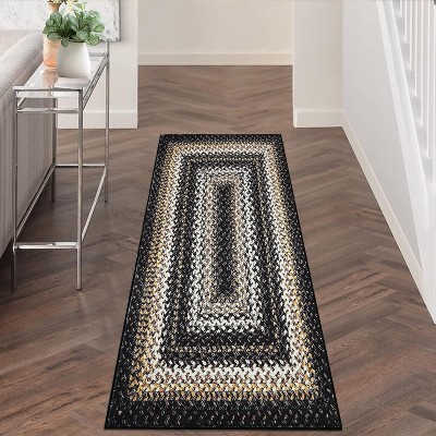 Entryway Rug Small Throw Rug Machine Washable Floor Cover Braided Printed Area Rug Indoor Non Slip Farmhouse Rug Boho Accent Rug