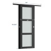 SMARTSTANDARD 78.58 in. Height Tempered 3-Lite Frosted Glass Black Wardrobe Sliding Closet Door with Hardware Kit - 3 of 4
