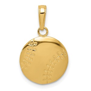 Black Bow Jewelry 14k Yellow Gold Flat Back Polished Baseball Pendant, 14mm (9/16 inch) - 1 of 4