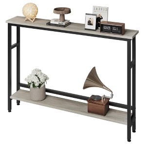 Console Table, Block Entryway Table with Storage, 39.3”Narrow Sofa Table with Adjustable Shelf, Behind Couch for Living Room, Bedroom - 1 of 4