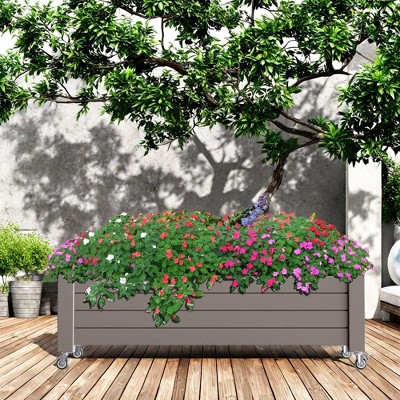 Maggift Planters, Garden Flower Pot Box with Wheels, Switchable Drainage Holes, Terrace Gardening Raised Flower Beds, Gray, 30"*17.7"*17.56"