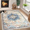 Washable Runner Rug, Vintage Oriental Floral Entryway Rug, Soft Non-Slip Faux Wool, Low Pile for Hallway, Bedroom, Kitchen, Laundry - 2 of 4