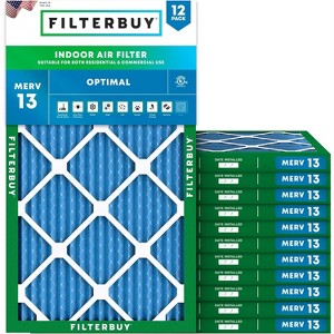 Filterbuy 12x27x1 Air Filter (12-Pack), Pleated MERV 13 Health Defense Replacement HVAC AC Furnace Filters (Actual Size: 11.50 x 26.50 x 0.75) - 1 of 4