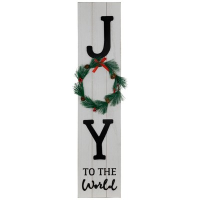 Northlight Joy to the World Christmas Porch Sign with Wreath - 35.75"