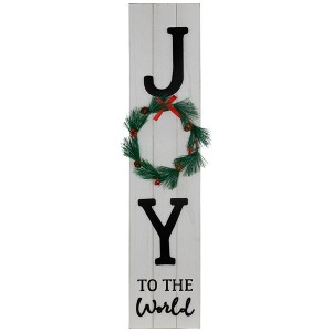 Northlight Joy to the World Christmas Porch Sign with Wreath - 35.75" - 1 of 4