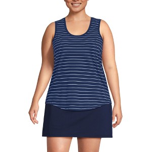 Lands' End Women's Sleeveless Power Performance Scoop Neck Curved Hem Tunic Tank - 1 of 4