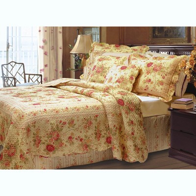 Greenland Home Fashion Antique Rose Quilt & Sham Set 2-Piece, Multicolor - Twin