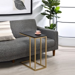 Kings Brand Furniture C-Shaped End Table Side Table for Sofa and Bed Couch Table TV Tray for Bedroom & Living Room, Gold/Black - 1 of 4