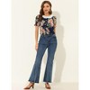 Allegra K Women's Floral Embroidered Shirt Pleated Round Neck Ruffle Peasant Top - 2 of 4