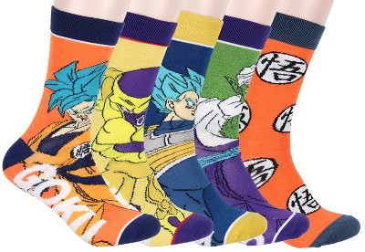 Dragon Ball Z Character Socks Goku Vegeta Frieza 5 Pack Adult Crew ...