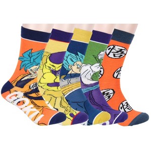 Dragon Ball Z Character Socks Goku Vegeta Frieza 5 Pack Adult Crew Socks - 1 of 4