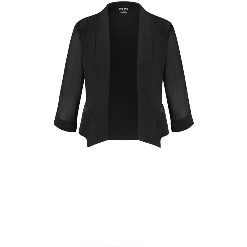 Women's Plus Size Cropped Blazer Jacket - black | CITY CHIC, 3 of 4