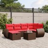 vidaXL 6 Piece Patio Sofa Set with Cushions - Brown Poly Rattan - 2 of 4