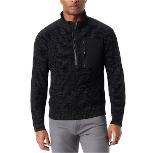 BASS OUTDOOR Mens Quarter Zip Patch Pullover Sweater - 1 of 2