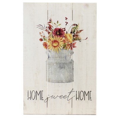 Home Decor 16.0 Inch Home Sweet Home Wall Art Farmhouse Floral Rustic Panel Box Signs