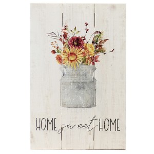 Home Decor 16.0 Inch Home Sweet Home Wall Art Farmhouse Floral Rustic Panel Box Signs - 1 of 4