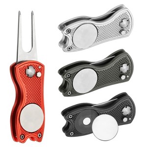 Unique Bargains Metal Foldable Magnetic Ball Marker Golf Divot Repair Tool 4 Pcs - 1 of 4