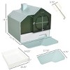 FONTOI Large Cat Litter Box with Lid Mat Indoor Cute Kitty Litter Pan with Scoop Pull-Out Drawer Odor Control, Easy Clean, Green 18.5"* 17.75"*16.5" - 3 of 4