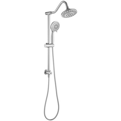 5-spray Wall Mount 6 in. Shower Head and Handheld Shower Head 1.8 GPM with Stainless Steel Hose
