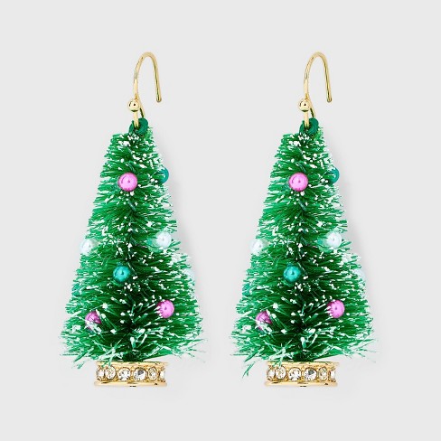 Christmas Tree With Ornaments Drop Earrings Green gold Target