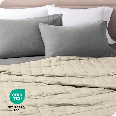 48"x72" Sand Cotton Weighted Blanket with Glass Beads