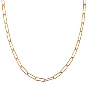 Anna-Kaci Women's Stainless Steel Chain Necklace with 18K Gold Plating, Adjustable Length, Simple and Modern Paperclip Chain Design-Gold - 1 of 4