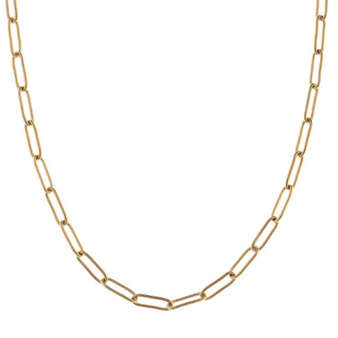 Anna-Kaci Women's Stainless Steel Chain Necklace with 18K Gold Plating, Adjustable Length, Simple and Modern Paperclip Chain Design-Gold - image 1 of 3