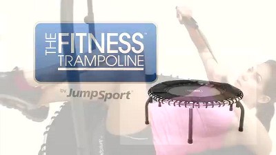 JumpSport 22 Lb Compact Fitness Trampoline (Rebounder) - 44" Frame, 36 Bungee Cords, With Handle & Workout Videos