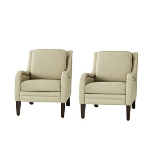 Set of 2 Regina 27.56" Wide Genuine Leather Armchair with Removable Cushions and English Arms  | ARTFUL LIVING DESIGN - 1 of 4