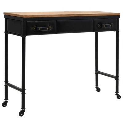 vidaXL Console Table with Castors 39.4 in.x13 in.x31.5 in. Solid Wood Fir