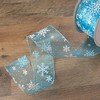 Northlight Sparkly Blue and White Snowflake Christmas Wired Craft Ribbon 2.5" x 16 Yards - 2 of 4