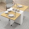 Folding Dining Table with Drop Leaf, 6 Wheels & 2-Layer Storage Shelf – Space Saving Movable Kitchen & Dining Room Table for Small Spaces - 3 of 4
