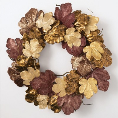 Sullivans Artificial Fig Leaf Wreath 29"H Multicolored