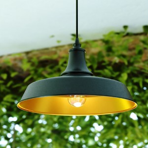 VAXCEL Dorado 1 Light Bronze Gold Farmhouse Outdoor Barn Dome Pendant - 1 of 4