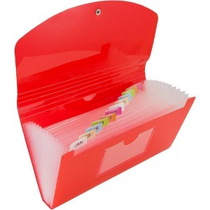 JAM Paper 5" x 10 1/2" 13 Pocket Plastic Expanding File Folder - Check Size - 1 of 4