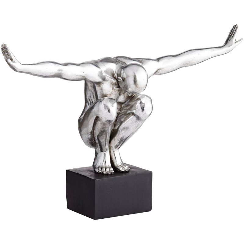 Kensington Hill Male Gymnast Pose 19 1/2" Wide Silver Sculpture, 1 of 9