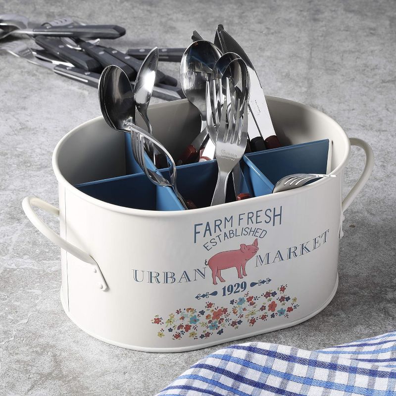 Gibson Urban Market Life On The Farm Oval Flatware Caddy with 6 Compartments, 4 of 5