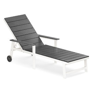 Arceso Aluminum Chaise Lounge Chair Outdoor, HDPS Patio Lounge Chair, 5 Positions Adjustable Backrest, Wheels for Pool Outside Poolside Deck - 1 of 4