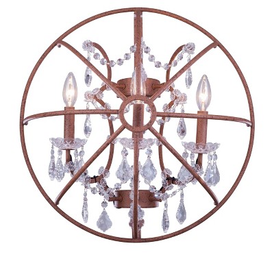 Elegant Lighting Geneva 3 light Rustic Intent Wall Sconce Clear Royal Cut crystal