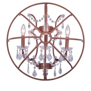 Elegant Lighting Geneva 3 light Rustic Intent Wall Sconce Clear Royal Cut crystal - 1 of 1